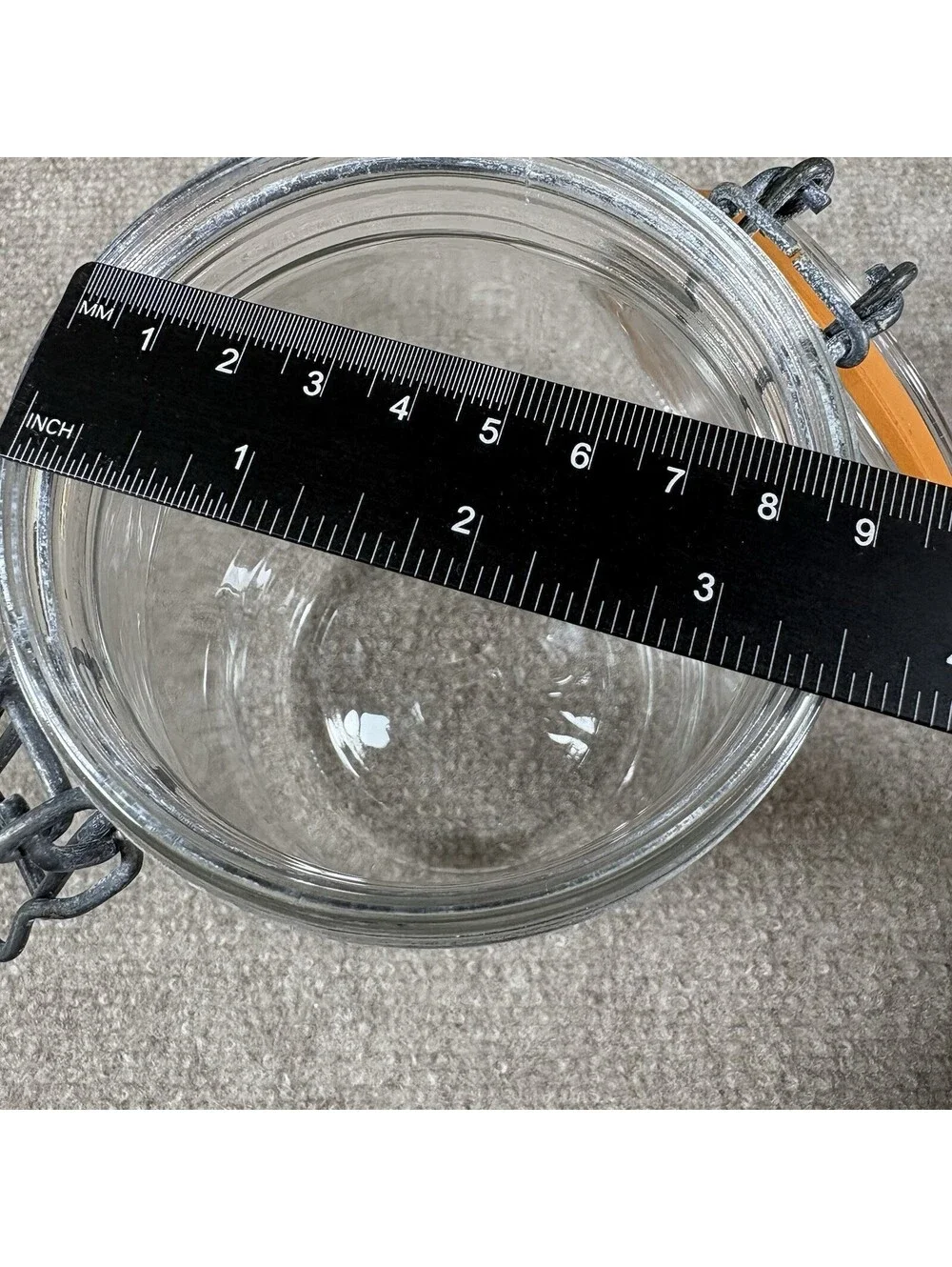 Vintage Arc France 1L Glass Storage Jar Clear Kitchen Canister Metal Clasp
